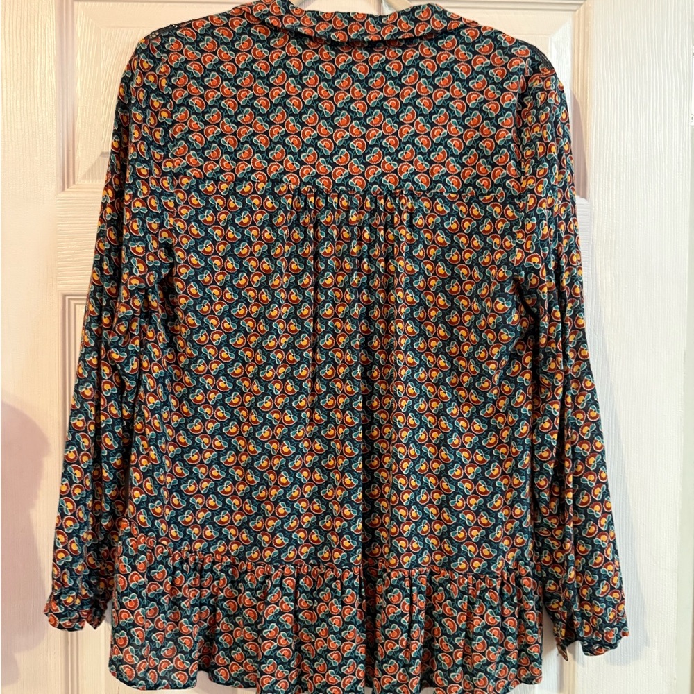 Anthropologie Navy and Orange Paisley Blouse - Picture 5 of 5